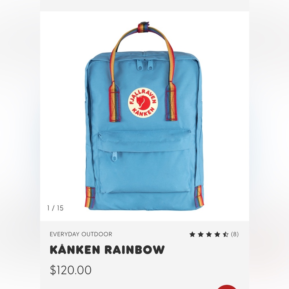 Blue and rainbow Kanken backpack. EUC